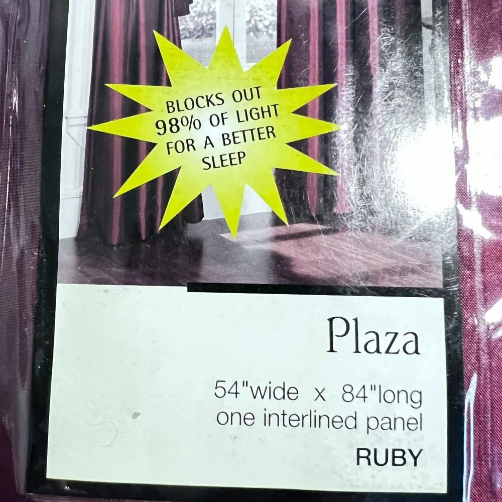 Vtg Ruby Plaza‎ Drapery Drapes Curtains Panels (2) 54 W X 84 L Blocks 98% Light